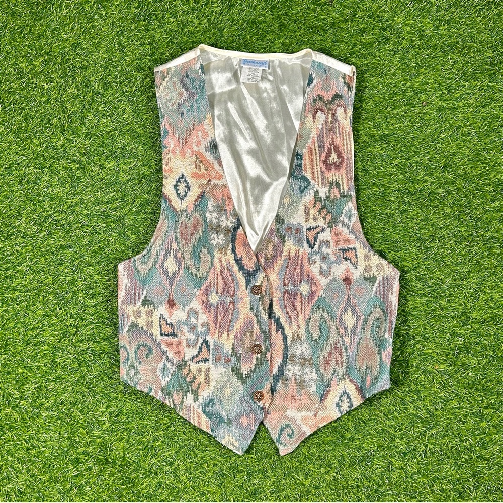 Vintage 90’s Backroad blues multi colored abstract vest